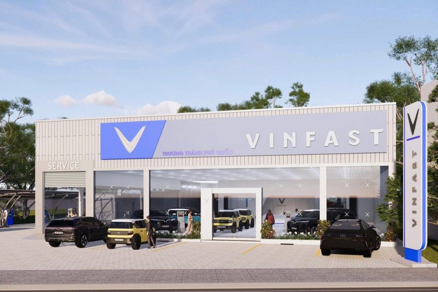 Phối cảnh mặt tiền showroom VinFast Trương Thành Phú Quốc